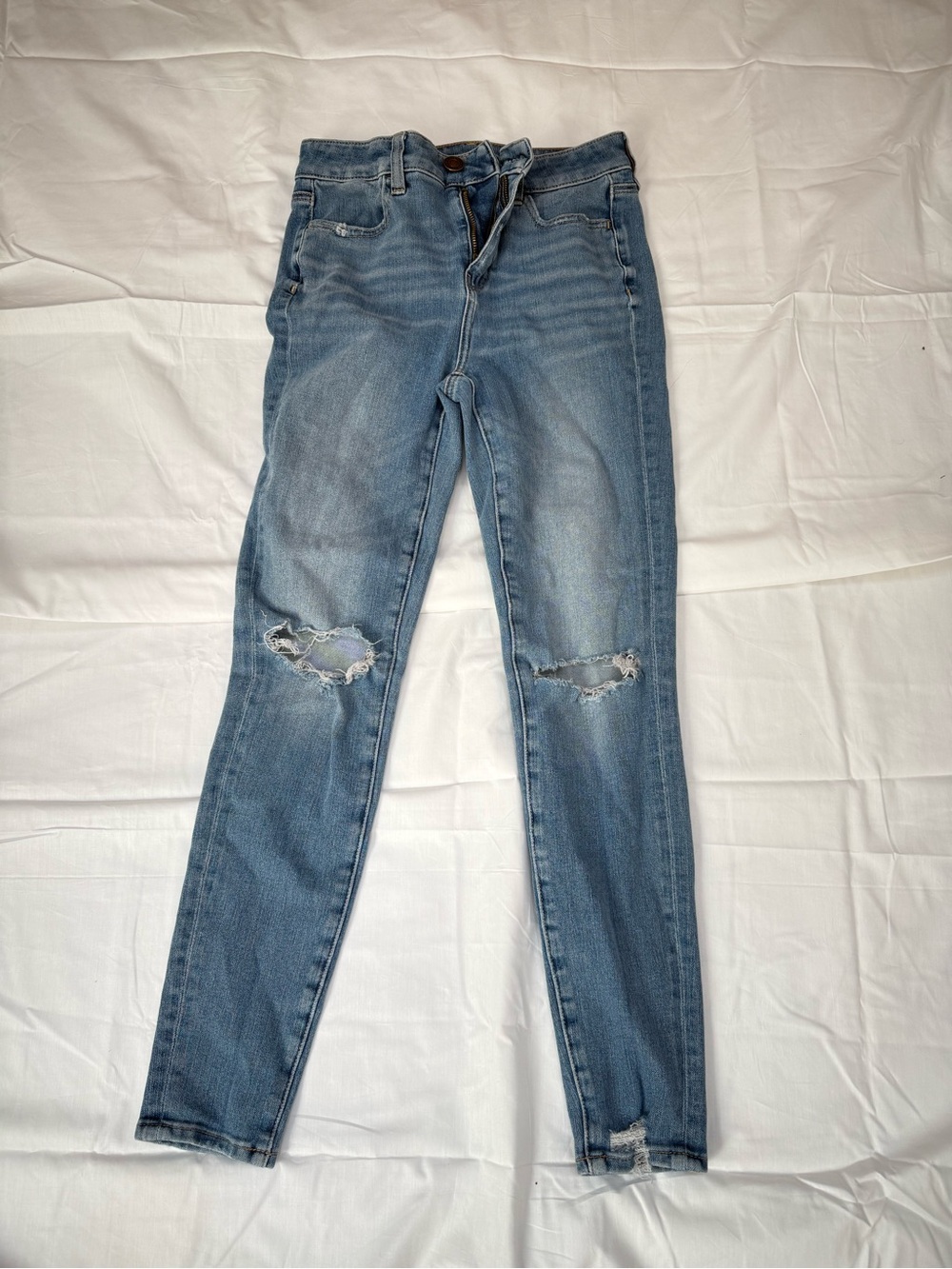 American Eagle Outfitters Light Blue Ripped Skinny Jeans